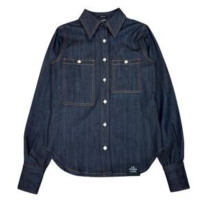 S.R. Studio L.A. CA. Denim Button Down Contrast Stitch Shirt Women's Small RARE